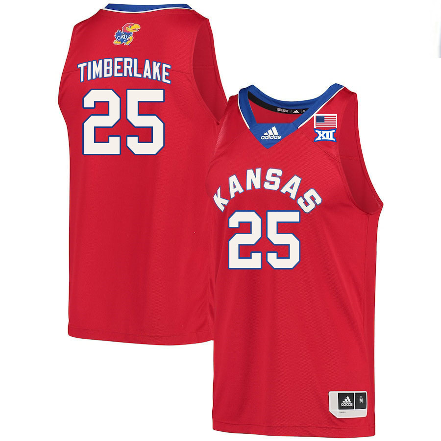 Men #25 Nicolas Timberlake Kansas Jayhawks College Basketball Jerseys Stitched Sale-Red